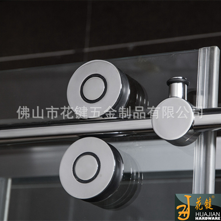 佛山淋浴房滑轮无框玻璃隔断门五金件18B双环不锈钢浴室吊轮